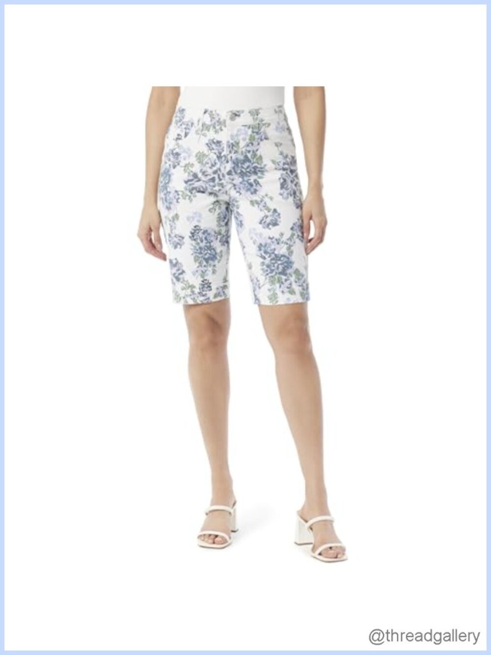 High Rise Bermuda Shorts Cotton Blend Knee Length Casual
